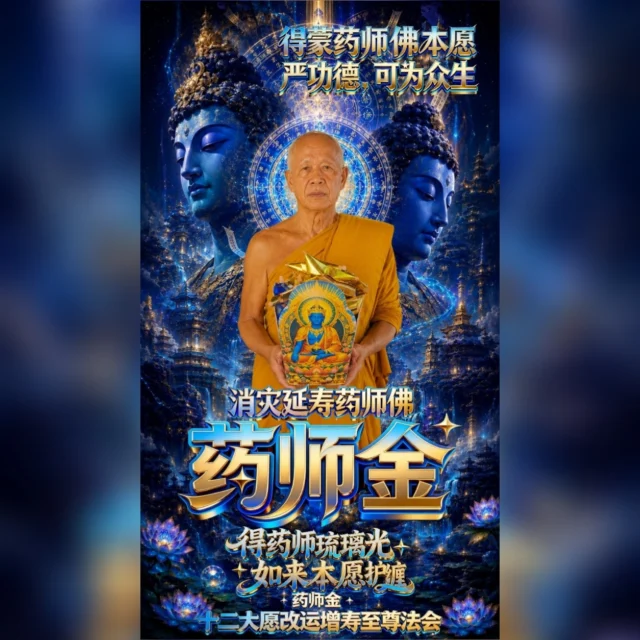 ✨【药师金· 十二大愿改运增寿至尊法会】✨6️⃣🈷️1️⃣3️⃣
🛕 祈愿得蒙药师佛十二大愿护佑 · 消灾延寿 · 化病增福 · 身心安泰 🛕

🌟 祈请药师琉璃光如来本愿光明普照，愿众生得离病苦、解除灾厄、增长福寿、富足安康，身心清净自在，福慧圆满！

相传药师佛于因地发下【十二大宏愿】，誓愿救拔众生病苦、贫困、灾障与恐惧，令众生离苦得乐、延寿增福、远离恶缘，得光明护持。

✨ 得蒙药师佛本愿庄严功德，可为众生：

🔹 消除病障横厄，化霉运为顺境，逢凶化吉、遇难呈祥
🔹 净除罪障业障，清净身心磁场，远离灾殃与负能量侵扰
🔹 增长福报能量，财富丰盈，事业稳定，贵人扶持
🔹 护佑长辈延寿安康、孕者平安顺产、孩童少病少灾
🔹 驱邪避煞、护体护灵、镇宅安家，百毒不侵、邪祟不近
🔹 守护出行平安，庇佑常奔波、远行者免遭横祸侵扰
🔹 化解冤亲债主、业力纠缠，令心神安稳、情绪平和
🔹 家运兴旺、人缘和顺、生活富足、福德增长、财源广进

📍提供： 姓名 出生年月日 
———

✨【适合参与人群】✨

✅ 长辈、父母亲，尤其年长体弱、久病疗养、体虚者
✅ 家有幼儿体弱多病、孕妇安胎、备孕者、准备手术或康复调养者
✅ 工作压力大、长期熬夜劳累、精神疲惫、睡眠不稳者
✅ 常出差远行、夜归、接触复杂环境、体质敏感易受影响者
✅ 希望求健康平安、事业稳定、财富增长、整体运势提升者
✅ 想为自己与家人祈福消灾、增寿延福、保家宅平安者

———

✨【参与法会可得之福德功德】✨

🉐 得药师琉璃光如来本愿护持，光明护体，消灾免厄
🉐 圣光照耀，驱邪显正，护身护宅，百毒不侵、恶缘远离
🉐 财运稳固、事业顺遂、贵人扶助，远离贫困困局
🉐 开智慧、增福报、净化心灵，减少烦恼与负面纠缠
🉐 福、禄、寿、安、慧逐渐增长，生活安稳富足，家庭和乐
🉐 行事得神佛守护，逢险化吉、灾厄减轻、出行平安
🉐 身体健康、气场稳定、远离病痛、减少霉运侵扰
🉐 增福延寿、积累善缘、转化业障，人生运势更加顺遂圆满

———

✨【法会功德份数】✨

✅【一份｜基础护身 · 消灾安康】
☀️ 得药师佛本愿光明加持，清病苦、消业障、护健康、保平安。
适合为自己、父母、长辈、孩子种下健康福寿之因，为家宅增添平安能量。

✅【三份｜增强祛灾 · 平衡五行】
🌕 调和五行气场，稳定运势能量，祛病驱邪、安神护体。
适合近期运势低迷、压力过大、身体虚弱、心神不宁者加强祈福。

✅【五份｜五福圆满 · 福慧双增】
💎 对应健康、财富、平安、智慧、福德五大吉祥愿力。
强化整体运势，稳固事业与财运，护佑家运顺遂，减少病灾与阻碍。

✅【九份｜九光普照 · 大愿圆满】
🌈 象征药师佛光九方遍照，功德愿力层层叠加：
✔ 忏悔消业 ✔ 化解病厄 ✔ 富贵增福
✔ 延寿护身 ✔ 化解冤障 ✔ 招来贵人与福缘

愿药师佛琉璃净光彻照身心与家宅，百病不侵、灾厄远离、福慧圆满、吉祥常伴。

———

🛕 愿所有参与者得蒙药师琉璃光如来【十二大愿】与【本愿光明】加持，
✨ 永离病苦灾厄 · 身心自在安乐 · 福慧增长 · 阖家平安 · 吉祥富足 ✨

We Accept 接受法金方式⬇️
Credit Card 信用卡
Bank Tranfer 银行转账
Google Pay 谷歌付款
Apple Pay 苹果付款
Alipay 支付宝
WeChat Pay 微信付款
E-Wallet 各种电子钱包

#泰皇佛閣殿 #thaikingdom99 #tkingdom99 #泰国法事 #事业 #招财 #挽回 #感情 #佛牌 #圣物 #法事 #法会 #每日运势  #每日运势解析